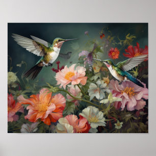 Oiseaux de colibri Peinture Art Imprimer Poster