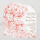 Oiseaux de corail et tourbillons Invitations de ma (Devant / Derrière)