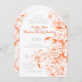 Oiseaux de corail orange et tourbillons Invitation (Devant / Derrière)