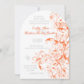 Oiseaux de corail orange et tourbillons Invitation (Devant)