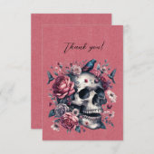 Oiseaux De Crâne Gothique Fleurs Sur Merci Rouge R (Devant / Derrière)