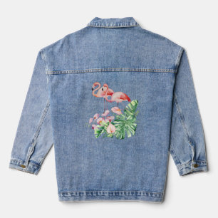 Oiseaux de Flamant rose, Fleurs tropicales et Feui