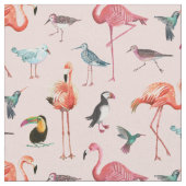 Oiseaux de Flamant rose tropicaux | Tissu (Fermer)