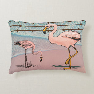 Oiseaux de Flamants roses roses sur Coussin d'acce