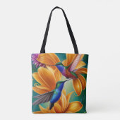 Oiseaux de Humming sur le Sac fourre-tout de fleur (Dos)