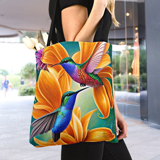 Oiseaux de Humming sur le Sac fourre-tout de fleur