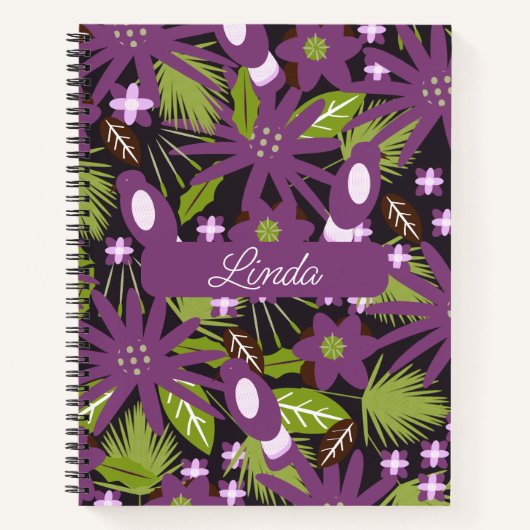 Oiseaux de la Jungle Violet Atténué Cahier de Note (Devant)