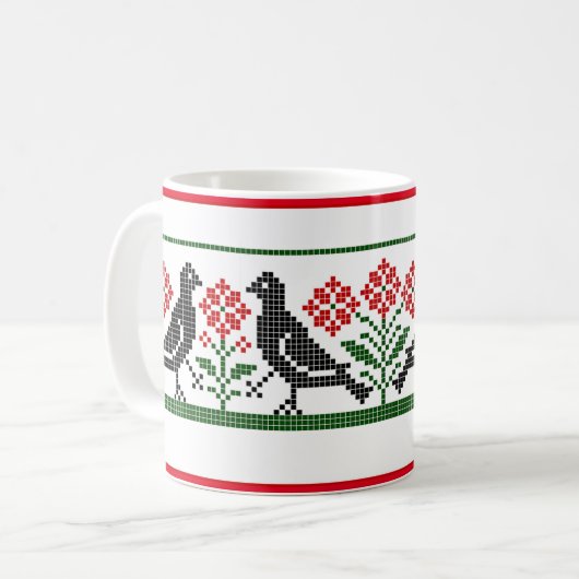 Oiseaux de la Renaissance et fleurs Café Mug (Devant gauche)