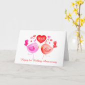 Oiseaux de l'amour cœur rouge rose carte d'art pou (Fleur jaune)