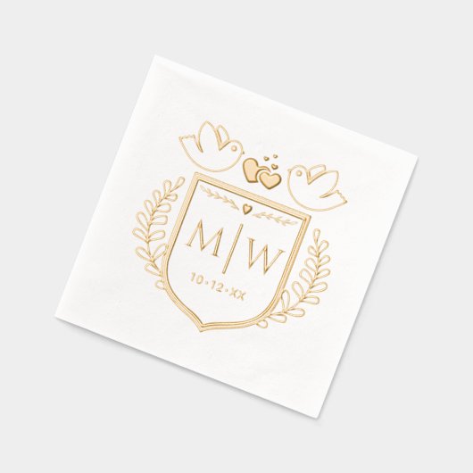 Oiseaux de l'amour Couronne de coeur 2 Monogramme  (Gauche)