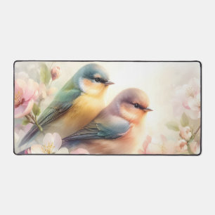 Oiseaux de l'amour doux pastel de printemps Fleurs