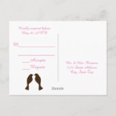 Oiseaux de l'amour marron - Carte postale RSVP (Dos)