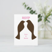 Oiseaux de l'amour marron - Carte postale RSVP (Debout devant)