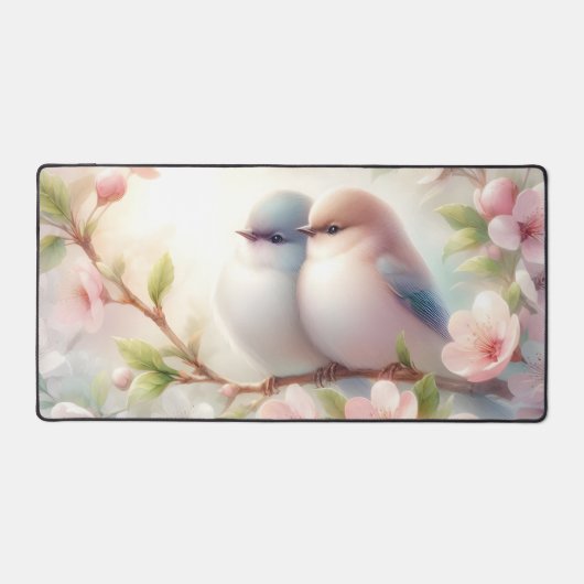 Oiseaux de l'amour romantiques Branche de fleurs d (Recto)