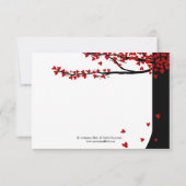 Oiseaux de l'amour tombant coeurs rouge noir RSVP (Dos)