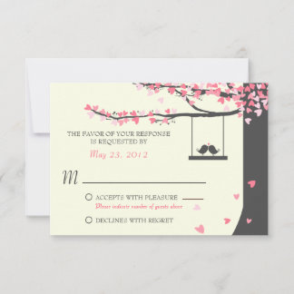Oiseaux de l'amour tombant coeurs RSVP