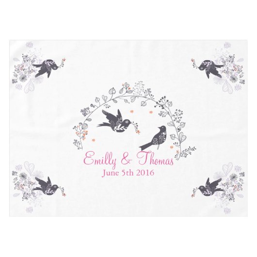 oiseaux de mariage sur la nappe personnalisable de (Devant (Horizontal))