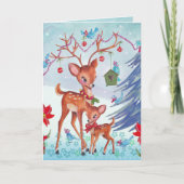 Oiseaux de Noël des cerfs | Carte de voeux de vaca (Devant)