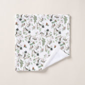 Oiseaux de poulet Baies et Pinecones Aquarelle (Gant de toilette)