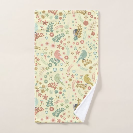 Oiseaux de Shabby & Branches Jaune (Serviette à main)