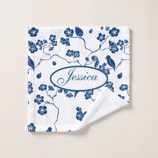 Oiseaux de Toile contemporains & Flore (Gant de toilette)