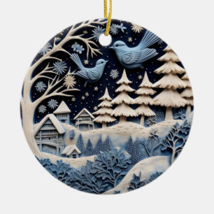 Oiseaux d'hiver en ornement forestier