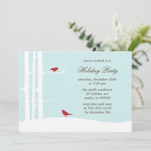 Oiseaux d'hiver Invitations Fête (Debout devant)