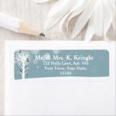 Oiseaux D'Hiver Sur Étiquettes de adresse Bleus (En situation)