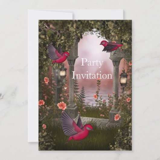 Oiseaux d'invitation Invitation gratuite de fête R (Devant)