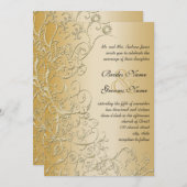 Oiseaux d'or et torons Faire-part de mariage de po (Devant / Derrière)