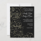 Oiseaux d'or et tourbillons Invitations de mariage (Devant)