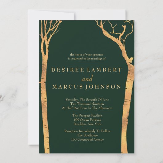 Oiseaux d'or Invitations de mariage (Devant)