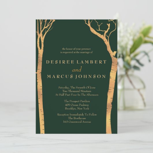Oiseaux d'or Invitations de mariage (Debout devant)
