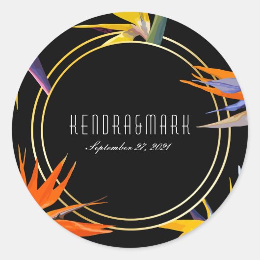 Oiseaux du Paradis Stickers Mariage Floral (Devant)