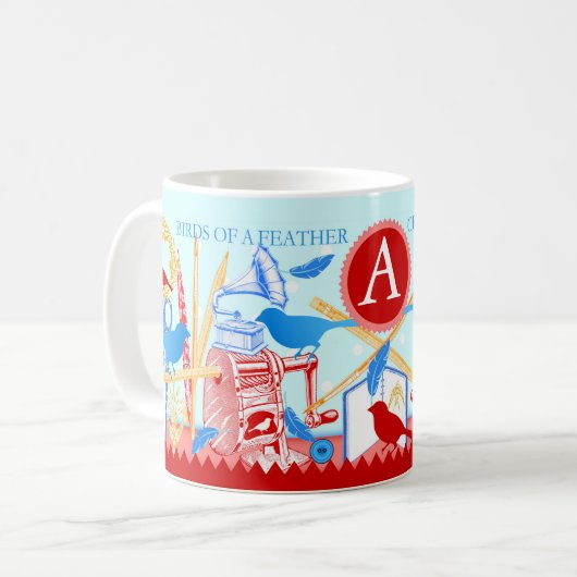Oiseaux d'un bateau à plume ensemble Mug Aqua (Devant gauche)