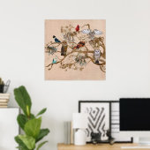 OISEAUX D'UNE BRANCHE DE PÂTES Poster (Bureau à domicile)