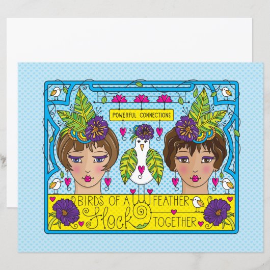 Oiseaux D'Une Feuille Papier Plat Feather_Flat 11" (Devant / Derrière)