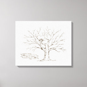 Oiseaux en Chêne Coeur Doigts Empreinte Livre d'or