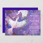 Oiseaux et abeilles Fleurs Invitations Faire-part  (Devant / Derrière)