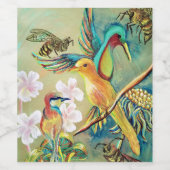 oiseaux et abeilles peindre le vin étiquette (Étiquettes simples)