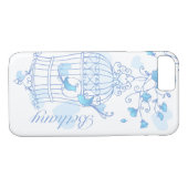 Oiseaux et cage aqua bleu nom coque (Dos (Horizontal))