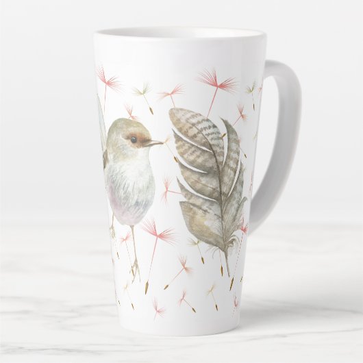 Oiseaux et Dandelion Graines Latte Mug (Angle droit)