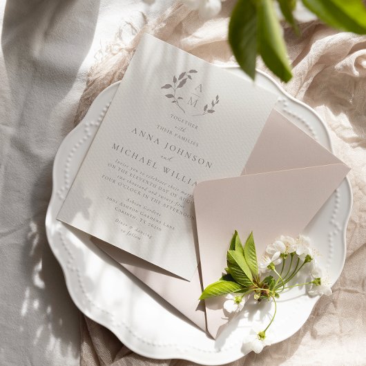 Oiseaux et faire-part de mariage romantique feuill