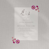 Oiseaux et faire-part de mariage romantique feuill