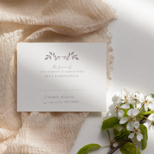 Oiseaux et feuille, carte de réponse ecru romantiq