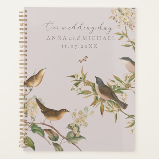 Oiseaux et feuille, mariage romantique rose (Devant)