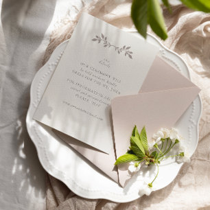 Oiseaux et feuilles, ecru détails mariage Carte à 