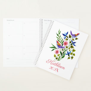 Oiseaux et fleurs aquarelles vives et colorés