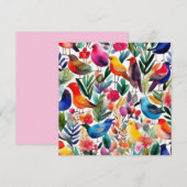Oiseaux et fleurs colorés Invitation (Devant / Derrière)