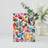 Oiseaux et fleurs colorés Invitation (Debout devant)